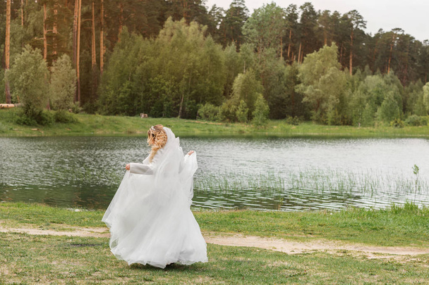 Wedding day. Bride on the nature. Summertime - Fotoğraf, Görsel