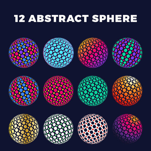 Vettore 3d vibrante colore a strisce sfere rotazioni e proiezioni set
. - Vettoriali, immagini