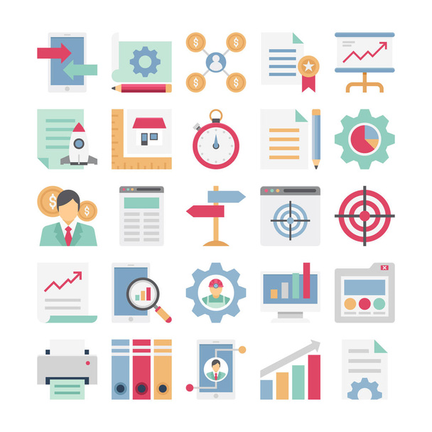 Project Management Color Illustration Vector Icons - Vector, Image
