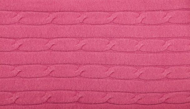 クローズ アップ ピンクのニット ウール ジャージー布テクスチャの背景 - 写真・画像