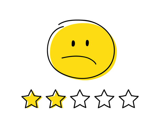 Rating icon - two stars. Yellow coloured happy stickman. Vector. - Vector, Image