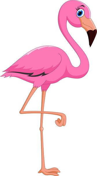 Dibujos animados rosa pájaro flamenco
  - Vector, imagen