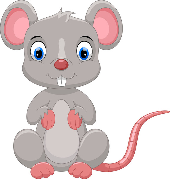 Cute mouse cartoon isolated on white background - Vector, Image