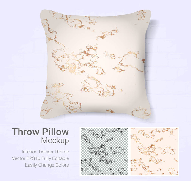 Реалістичні подушки для подорожей на шиї макет і чохол для подушок, друкована графіка для дизайну домашньої декоративної теми з мармуровою золотою текстурою
 - Вектор, зображення
