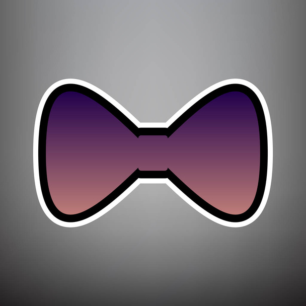 Icono de pajarita. Vector. Icono de degradado violeta con blanco y negro
  - Vector, Imagen