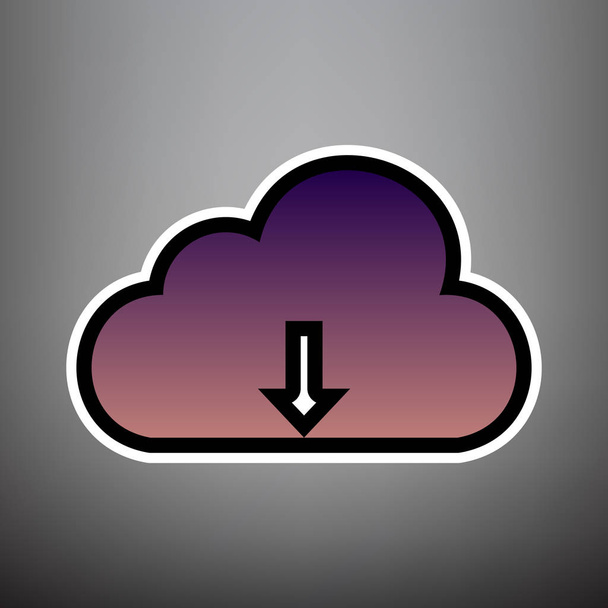 Wolkenkratzer. Vektor. violettes Gradienten-Symbol mit schwarzem a - Vektor, Bild