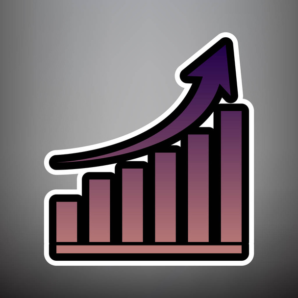 成長グラフの記号。ベクトル。黒と紫のグラデーション アイコンと  - ベクター画像