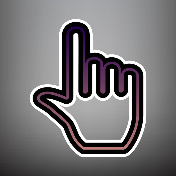 Hand sign illustration. Vector. Violet gradient icon with black  - Vector, Image