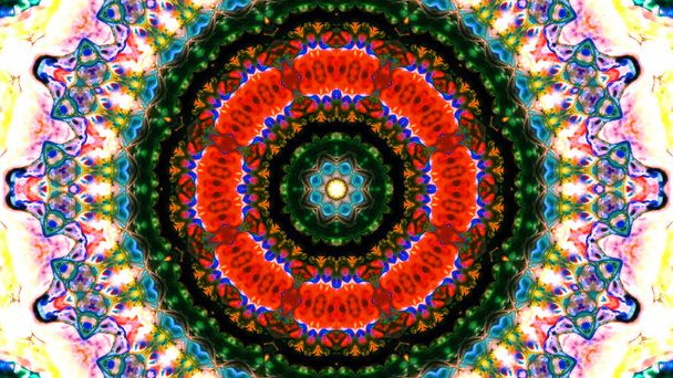 Absztrakt festeni ecsettel festék felrobban terjedését sima koncepció szimmetrikus minta díszítő dekoratív Kaleidoszkóp mozgalom geometriai kör és a csillag formájú - Fotó, kép