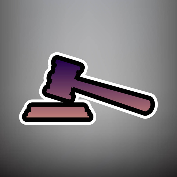 Igazságügyi kalapács jele. Vektor. Fekete lila színátmenet ikon és - Vektor, kép
