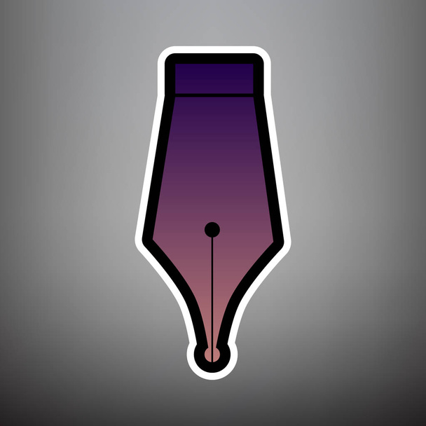 Pen sign illustration. Vector. Violet gradient icon with black a - Vector, Image