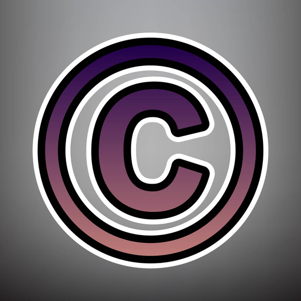 Copyright-symbool de illustratie. Vector. Violet kleurovergang pictogram met b - Vector, afbeelding