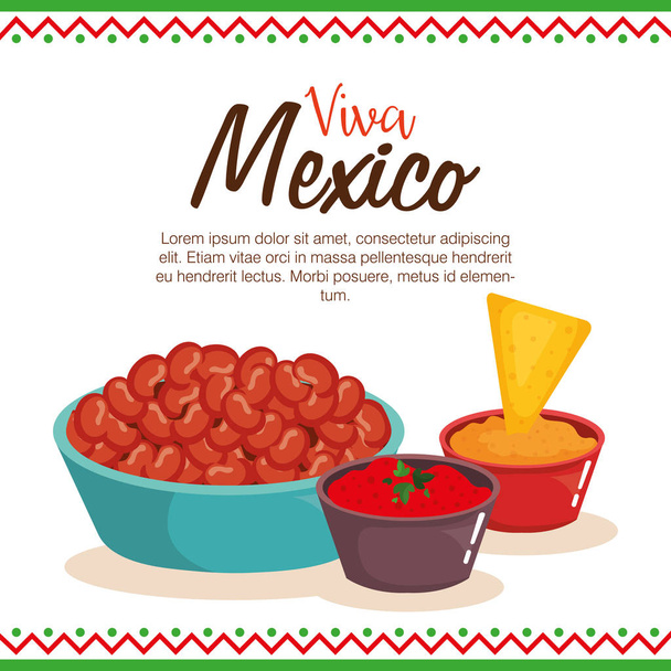 lezzetli Meksika yemeği ve soslar - Vektör, Görsel