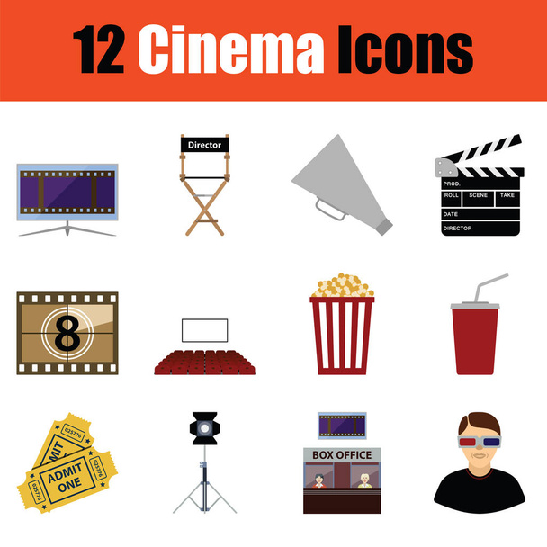 Cinema icon set. Color  design. Vector illustration. - Vector, Image