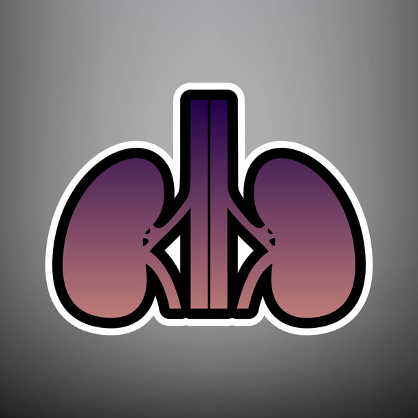 Anatomia humana. Assinatura dos rins. Vector. Ícone de gradiente violeta com b
 - Vetor, Imagem