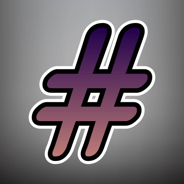 Hashtag-Zeichen-Illustration. Vektor. violettes Gradienten-Symbol mit bla - Vektor, Bild