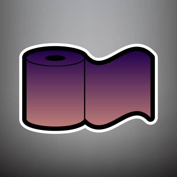 Toilet Paper sign. Vector. Violet gradient icon with black and w - Vector, Image