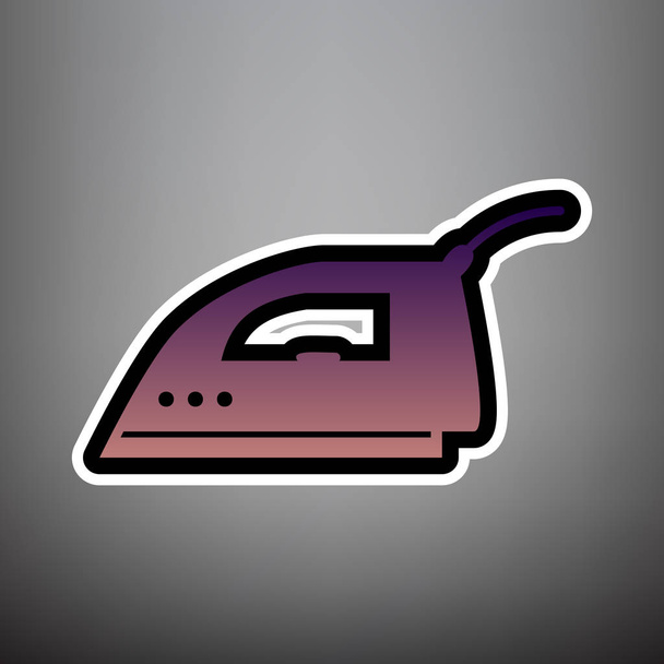 Smoothing Iron sign. Vector. Violet gradient icon with black and - Vector, Image