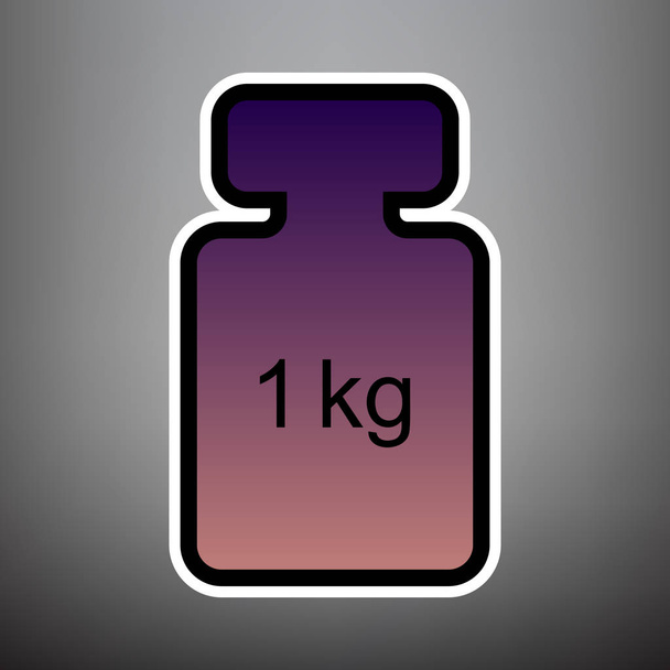 Peso sinal simples. Vector. ícone gradiente violeta com preto e
  - Vetor, Imagem