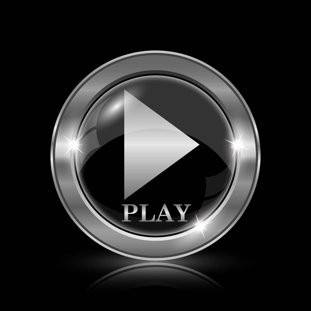 Play ikonra. Internet gomb-on fekete háttér - Fotó, kép