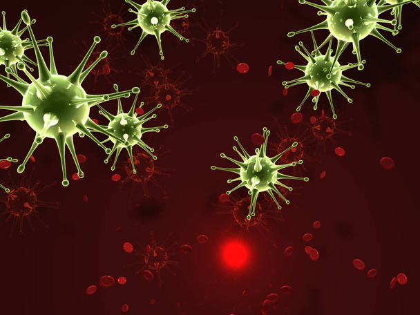 Virus in the blood, 3D rendering - Photo, Image