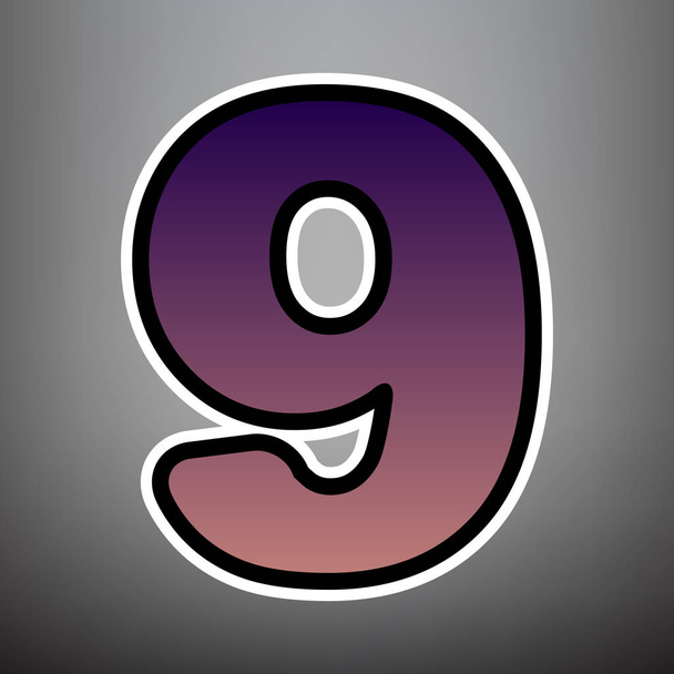 Number 9 sign design template element. Vector. Violet gradient i - Vector, Image