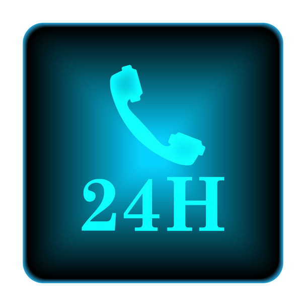 24 h 電話のアイコン。白い背景の上のインター ネット ボタン - 写真・画像