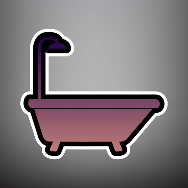 Fürdőkád, bejelentkezési. Vektor. Fekete-fehér lila színátmenet ikon  - Vektor, kép