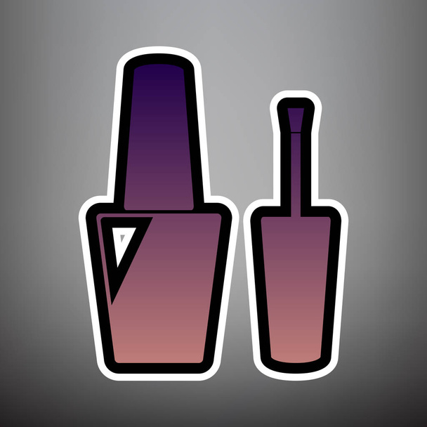 Nagellackzeichen. Vektor. violettes Gradienten-Symbol mit schwarz und wh - Vektor, Bild
