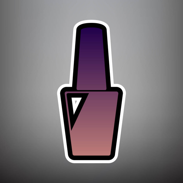 Nail polish sign. Vector. Violet gradient icon with black and wh - Vector, Image