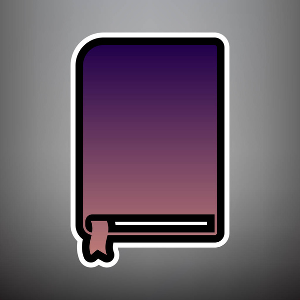 Signo del libro. Vector. Icono de degradado violeta con lin blanco y negro
 - Vector, imagen