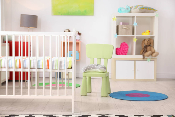 Baby room interior with comfortable crib - Zdjęcie, obraz