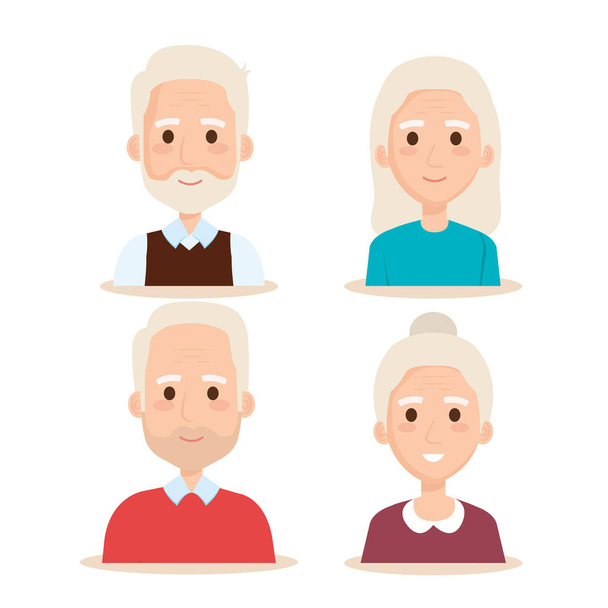 personnages mignons de groupe grands-parents
 - Vecteur, image