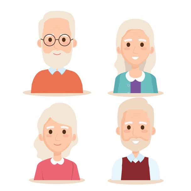 bonito avós grupo personagens
 - Vetor, Imagem