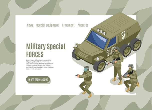 Webseite militärischer Spezialeinheiten - Vektor, Bild