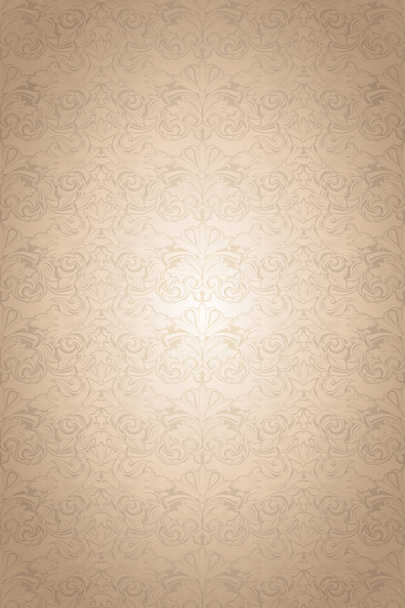 gold vintage background , royal with classic Baroque pattern, Rococo with darkened edges background(card, invitation, banner). vertical format - Vector, Image