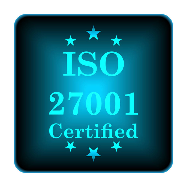 Icono ISO 27001. Botón de Internet sobre fondo blanco
 - Foto, Imagen