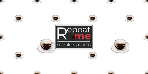 Seamless coffee pattern on white background - Vector, Image