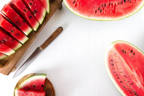 Fresh watermelon on a white background. Place for text - Fotó, kép