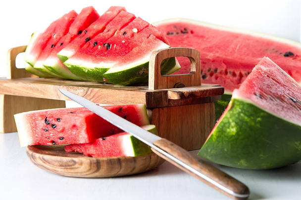 Fresh watermelon on a white background. Place for text - Fotoğraf, Görsel