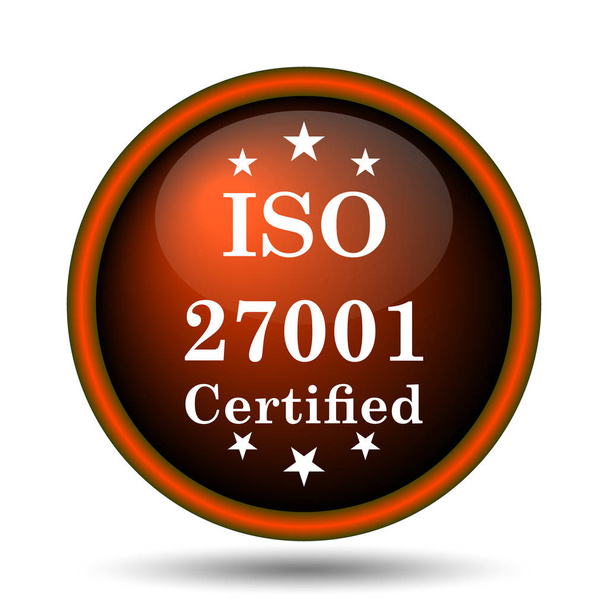 ISO 27001-pictogram. Internet knop op witte achtergrond - Foto, afbeelding