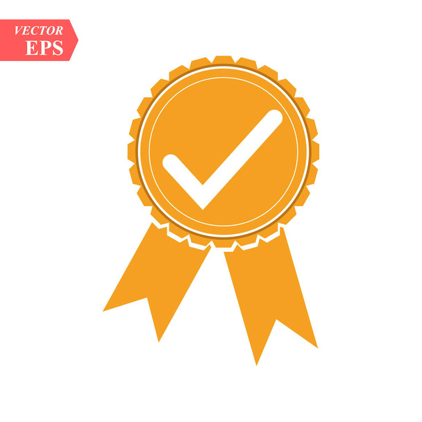 Icono de medalla aprobado o certificado. Color naranja eps10
 - Vector, Imagen