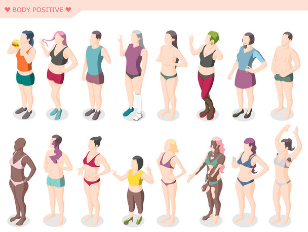 Movimiento de positividad corporal Conjunto isométrico
 - Vector, Imagen