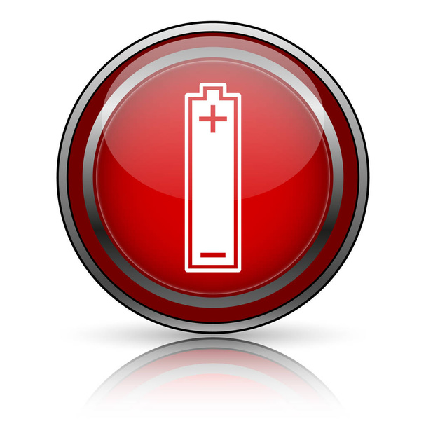 Red shiny icon on white background. Internet button. - Photo, Image