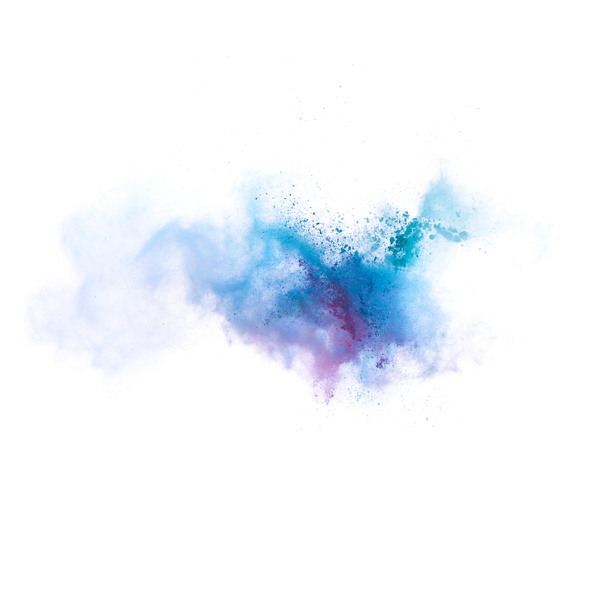 Freeze motion of colored dust explosion isolated on white background - Photo, Image