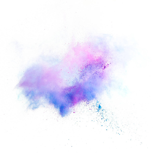 Jäädyttää liikkeen värillinen pöly räjähdys eristetty valkoisella pohjalla
 - Valokuva, kuva