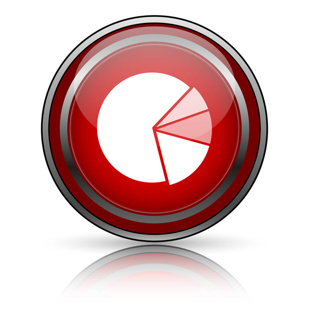 Red shiny icon on white background. Internet button. - Photo, Image