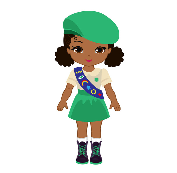 Junior scout girl, garotas exploradoras, Camping Digital Kids
. - Vetor, Imagem