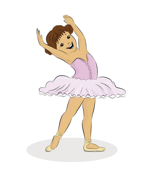 Vector illustration of a little girl ballerina dancing - Vector, Image
