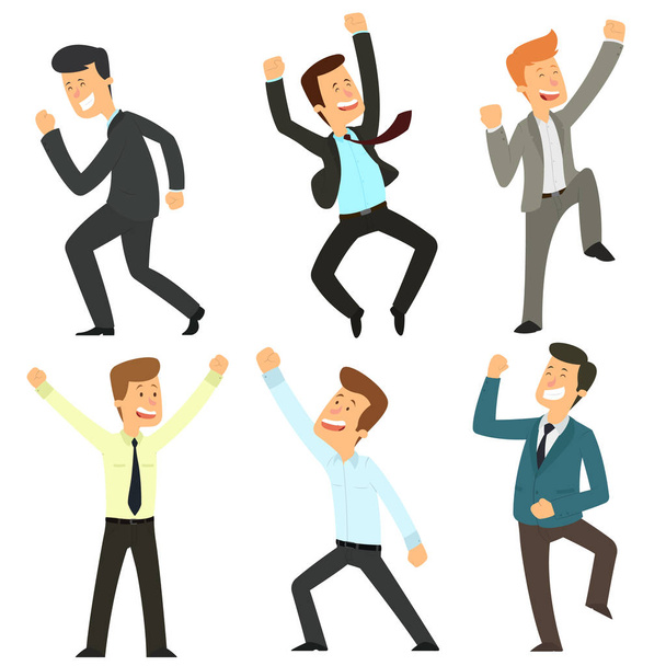 Group of satisfied businessmen. Set of several characters in business suits on a white background. vector illustration. - Vector, Image